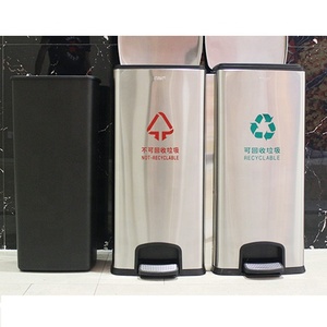 GNF 60L Business Stainless Steel Recycle Dustbin 2 Compartments Pedal <strong>Bin</strong> <strong>Kitchen</strong> <strong>Compost</strong> <strong>Bins</strong> - Product Image 4