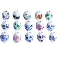 Perles d'espacement en porcelaine en vrac en gros bleu blanc forme d'olive bricolage fabrication de bijoux résultats perles de décalcomanie en céramique