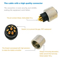 Connecteur circulaire étanche personnalisé IP67 2 3 4 5 8 12 17 broches femelle M12 à angle droit A codé pour ouvrir le câble