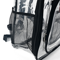 Sac à dos de travail et de voyage robuste en PVC transparent imperméable à double couche avec fermeture éclair et séparateur en maille