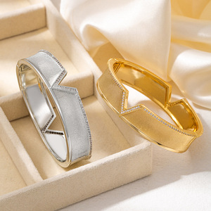 Gold And Silver Geometric Bangle <b>Bracelet</b> Plated <b>Copper</b> Jewelry Fashion Accessory - Product Image 4