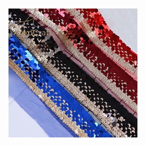Kain renda payet glitter dekoratif untuk kostum fesyen, bordir, tekstil, jahitan, pakaian tari, hiasan, dan aksesoris. - Product Image 2