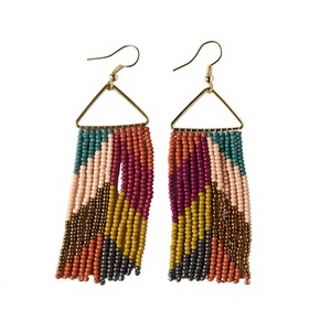 Nouvelles Boucles d'Oreilles Bohèmes Plaqué Or avec Franges de Perles, Bijoux Longs Multicolores de Haute Qualité pour Femmes - Product Image 5