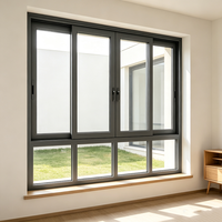Ventana Corredera de Balcón de Aluminio Negro con Rotura de Puente Térmico, Multipanel, Tamaño Personalizado, Directo de Fábrica