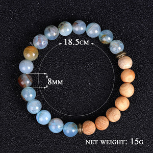 <span class=keywords><strong>Bracelet</strong></span> en perles d'agate craquelée de 8 mm, perles en bois, <span class=keywords><strong>pierre</strong></span> <span class=keywords><strong>volcanique</strong></span>, aromathérapie, <span class=keywords><strong>huile</strong></span> <span class=keywords><strong>essentielle</strong></span>, parfum, bijoux, style classique - Product Image 2