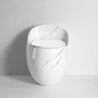 Marbre blanc couleur forme d'oeuf wc sanitaires rond toilette au sol commode salle de bain en céramique une pièce cuvette de toilette