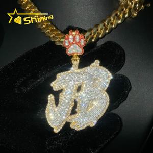 Iced Out Personalizado Mossanite Pingente Carta Inicial 925 Sterling Sliver Pass Tester Moissanite Pingente - Product Image 2