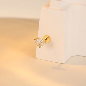 Nouvelles Boucles d'oreilles spirales pour cartilage en argent sterling S925 plaqué or 18 carats, à tête plate unique, pour femmes - Product Image 4
