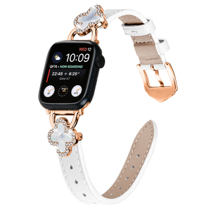 Eraysun adattatore a quattro foglie con coda a punta cinturino in vera pelle per orologio <span class=keywords><strong>Apple</strong></span> <span class=keywords><strong>Watch</strong></span> 11 10 <span class=keywords><strong>9</strong></span> - Product Image 2