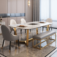 Table à manger télescopique nordique multifonctionnelle en bambou, luxe léger, ovale, 4 à 8 places