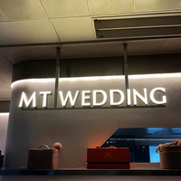 Lettres en relief LED suspendues personnalisées, éclairées par l'avant, pour enseigne de logo d'entreprise 3D illuminée, pour décoration de plafond de centre commercial