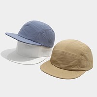 Casquette de sport 5 panneaux à visière plate découpée au laser, séchage rapide, logo personnalisé, respirante, imperméable, avec cordon élastique, pour adulte