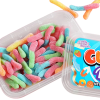 Boîte de 300g de bonbons gélifiés aux pruneaux acidulés et sucrés, vente en gros d'usine, confiseries fruitées moelleuses et mâchesables aux pruneaux