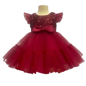 European Style Children Clothing Sleeveless Girl Wedding Dress Kids Lovely Birthday Party Tutu Dresses For Girls