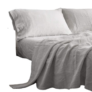 Bộ Ga Trải Giường 100% Vải Lanh Hình Thoi, Bộ Ga Giường Vải Lanh Pháp Đã Giặt Được 4 Chiếc - Product Image 1