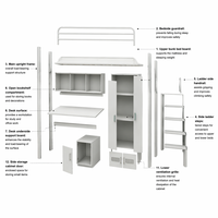 Lit Superposé Moderne en Métal pour Dortoir, avec Bureau et Armoire