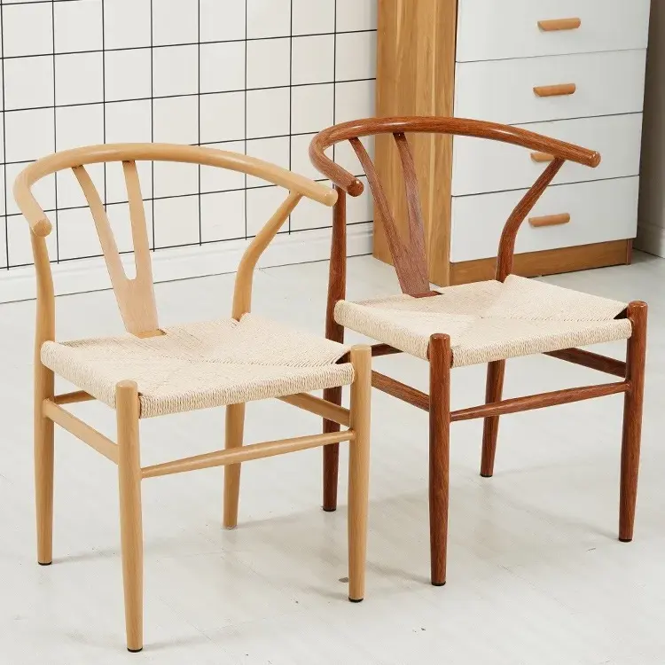 ราคาถูกคลาสสิกออกแบบเก้าอี้ไม้โอ๊คธรรมชาติ Wishbone เก้าอี้วอลนัทสีดําสีกลางศตวรรษYบีชขาไม้เก้าอี้รับประทานอาหาร