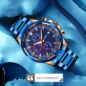 Montre chronographe carrée pour homme, montre-bracelet de luxe en acier inoxydable, montre à quartz étanche 30M - Product Image 1