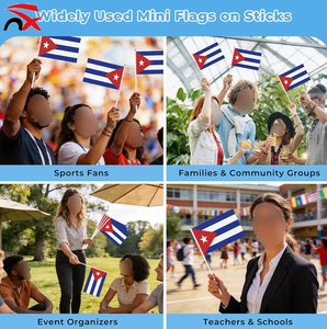 Entrega Rápida, Mini Bandera de Mano, Decoración para Festivales al Aire Libre, 14*21cm, Impresión Digital, Bandera de <span class=keywords><strong>Cuba</strong></span> de Poliéster para Sostener con la Mano - Product Image 4