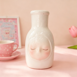 Vaso in Ceramica Bianca di Jingdezhen <span class=keywords><strong>con</strong></span> Design in Rilievo di Viso Dormiente per Decorazione da Tavolo in Camera da Letto - Product Image 2