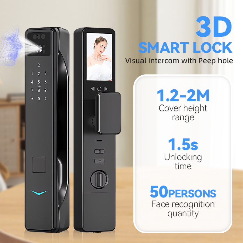 2025 Smart Door Lock ISEE HOME Wifi Fingerprint Pulm Cerradura Inteligente Digital Safe Smart Locks With 3D Face Camera · image 3