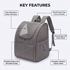 Sac à dos de transport pour animaux de compagnie respirant de qualité supérieure, pliable, pour chats et petits chiens, avec sangles ergonomiques et fenêtres en maille - Product Image 5