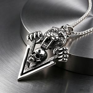 Yunnique – collier avec pendentif crâne de panthère en acier inoxydable pour hommes, design animal géométrique, bijoux de style Hip Hop Punk - Product Image 2