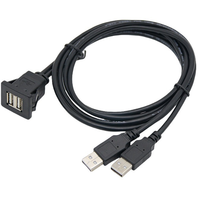 Pour voiture bateau moto double USB 2.0 mâle à femelle câble étanche à montage sur panneau