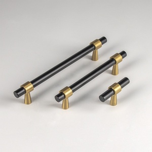 Maniglia per cassetto e pomello per mobili in ottone oro nero - Product Image 1
