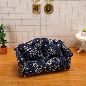 Mini muebles de bolsillo de gama alta, modelo de tela azul, pequeño juguete Floral DIY, adornos de sofá de plástico para casa de muñecas 1:12, casa de muñecas - Product Image 4