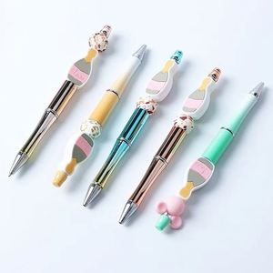 Cute Beaded <b>Ballpoint</b> <b>Pen</b>, DIY Silicone Wine Bottle Charm <b>Pen</b>, Retractable Cute <b>Pen</b> for Student, Office - Product Image 1