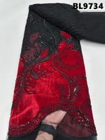Tissu en dentelle de luxe à prix d'usine, dentelle perlée Bolivie avec broderie en velours, tissu en dentelle à sequins pour robe de mariée Philippines