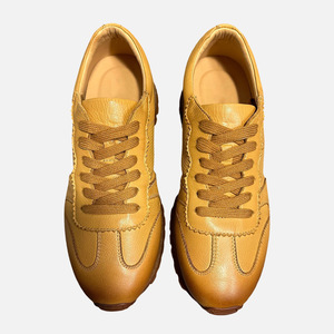 Qinhong Genuine Leather Breathable Training Shoes Men's Lace-up Casual Sports Shoes Lightweight <b>Low</b> <b>Heel</b> Daily Wear - Product Image 2