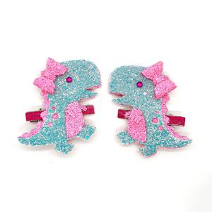 Ensemble de pinces à cheveux en tissu de dessin animé mignon 2026 pour enfants, pinces à cheveux dinosaure - Cadeau de fête - Product Image 1