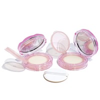 Étui à coussin d'air rond transparent personnalisable, rose argenté, écologique et jetable, avec miroir, pour fond de teint liquide – Tendance et pratique