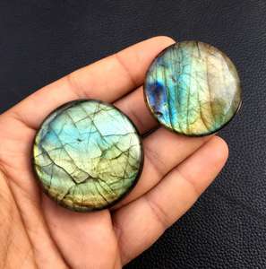 Natural <b>Labradorite</b> Cabochon Loose Gemstone Handmade Round Shape Making Wire Wrapped <b>Jewelry</b> Wholesale - Product Image 2