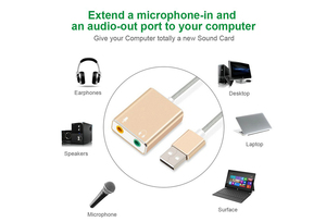 <strong>7.1</strong> Channel <strong>USB</strong> Audio Adapter <strong>External</strong> Stereo <strong>Sound</strong> <strong>Card</strong> With 3.5mm Headphone and Microphone Jack for PC,Laptops,Desktops,PS4 - Product Image 4