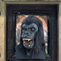 Masque d'animal en latex écologique de dessin animé singe de la forêt noire pour Halloween et les fêtes