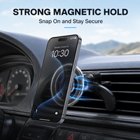 Support de téléphone portable magnétique pour voiture avec ventouse métallique, pince à 3 griffes, support creux réglable, rotation à 360 degrés