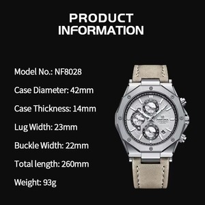 Drioshipping Auto Date Luminous <b>Hands</b> <b>Clock</b> Men Fashion Quartz Sport Waterproof Chronograph Genuine Leather Strap Wristwatch - Product Image 5