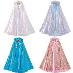 Ensemble cape scintillante à sequins pour filles MS Girls Princess avec capuche, couronne, baguette magique et sac, 4 pièces, costume de spectacle - Product Image 2