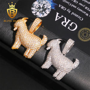 Perhiasan Hip Hop Model Kambing Bertabur Batu Moissanite Perak 925, Liontin Hewan, Promo <span class=keywords><strong>Fashion</strong></span>, dengan Sertifikat GRA - Product Image 1