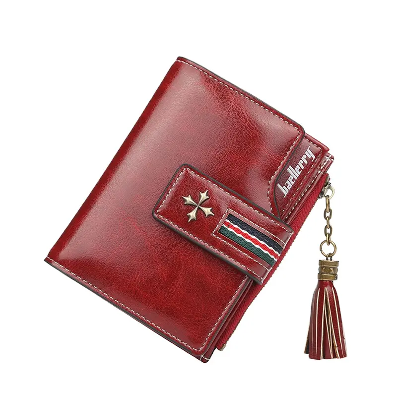 Fashion Leather Women Wallet Female Cell Phone Pocket Short Women Purses Hasp Oil Wax Leather Lady Coin Purse Card Holder