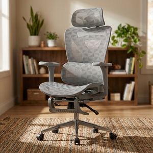 Sedia da <span class=keywords><strong>Ufficio</strong></span> Direzionale di Lusso, Girevole Contemporanea in Rete Nera con Schienale Alto, Poggiatesta 4D Regolabile, Braccioli 3D, Supporto Lombare e Funzione Riposo - Product Image 3