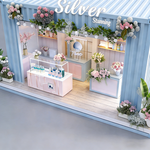 Converted Blue Container Refreshing Floral Pop-Up Shop: Multi-tier Display, Open Glass <strong>Cabinet</strong>, Round Viewing Window - Product Image 6
