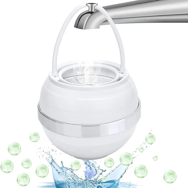 2024 desain baru menghilangkan klorin Vitamin C 15 20 25 tahap Bak Mandi Air bola mandi pemurni Filter air dengan bola Mineral