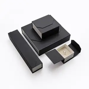Petit cadeau noir anneau collier en papier bijoux boîte cadeau magnétique en carton pour emballage