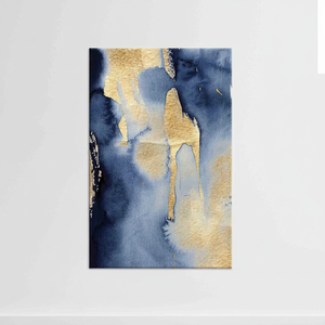 Shimmering Blue & Gold Abstract Printed Canvas Artwork - Modern Home Decor,<b>WRAPPED</b> CANVAS - Product Image 2
