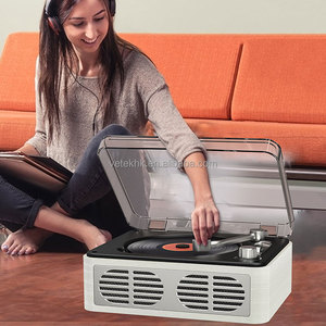 Lecteur CD portable avec haut-parleurs Bluetooth, lecteur CD rétro nostalgique portable pour la maison, lecteur de musique en bois, radio FM et télécommande - Product Image 4