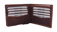 Dompet Lipat Pria Kulit Asli Anti RFID dengan Logo Kustom, Desain Fashion, Bukaan Terbuka, untuk Penggunaan Sehari-hari, Harga Terjangkau, OEM ODM
